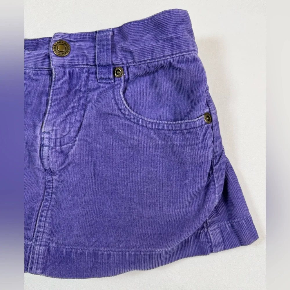 RALPH LAUREN Girls Corduroy Mini‎ Skort 4/4T Purple Pleated Pony Logo Preppy Y2K